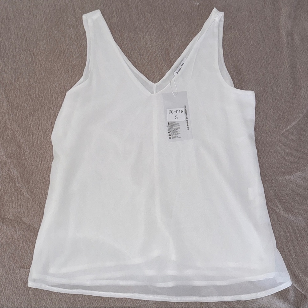 White Sleeveless V-Neck Top